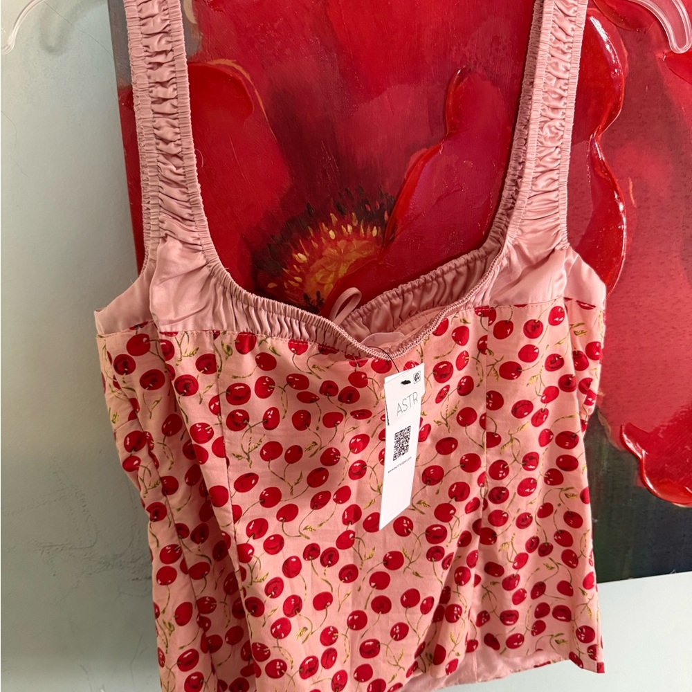 ASTR The Label Cherry Pink Milkmaid Cropped Cami Valentines Bustier Top S NWT - Picture 4 of 12